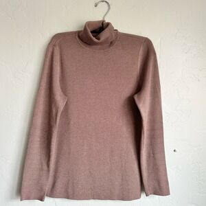 Chico's Women's Luxe Winter Brown Taupe Soft Turtleneck Sweater Size Medium EUC